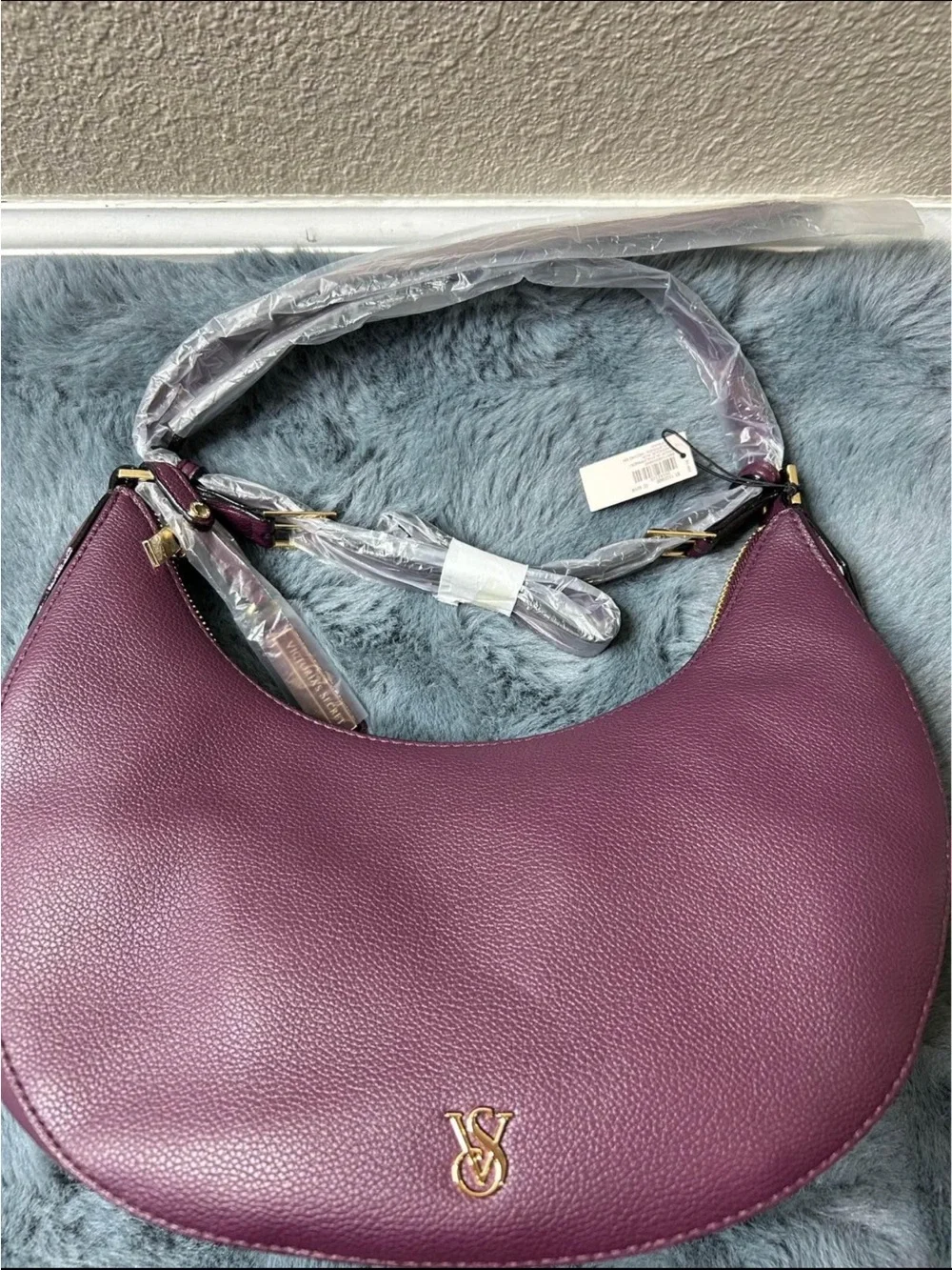 Victoria's Secret Plum Crescent Hobo with Gold Hardware